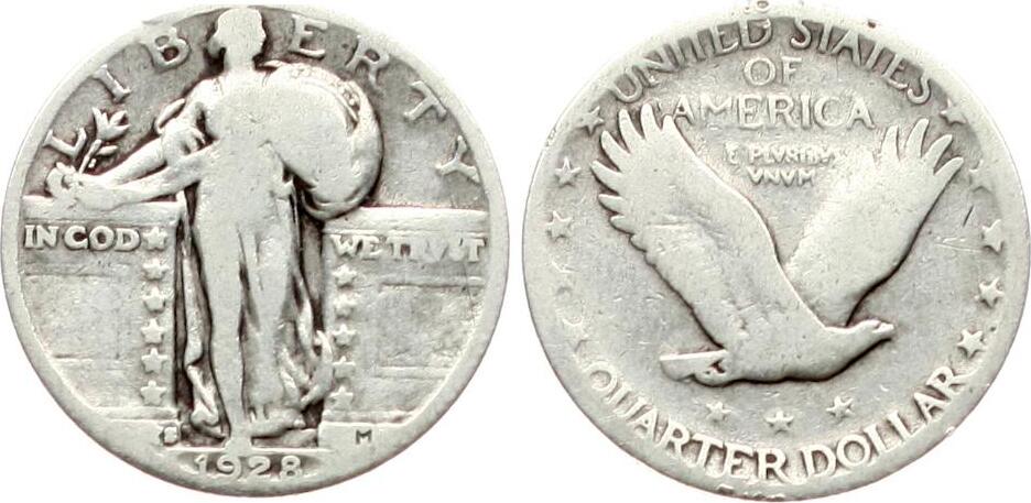  USA: Quarter Dollar 1928 Standing Liberty Typ   