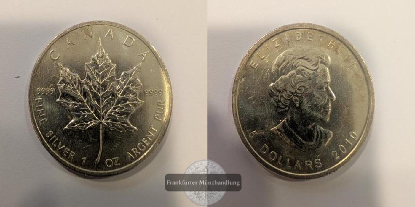  Kanada  5 Dollar 2010  Maple Leaf   FM-Frankfurt  KM#625  Feinsilber: 31,1g   