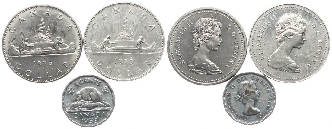  Canada: Elisabeth II, Lot von 3 Münzen, siehe Bilder!   