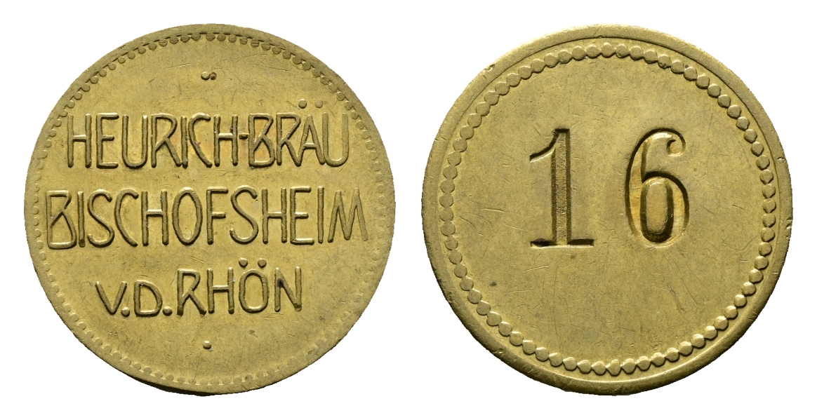  Bayern; Bischofsheim; Heurich-Bräu Bischofsheim v.d.Röhn; Kontroll-Nr. 16; Menzel 2887   
