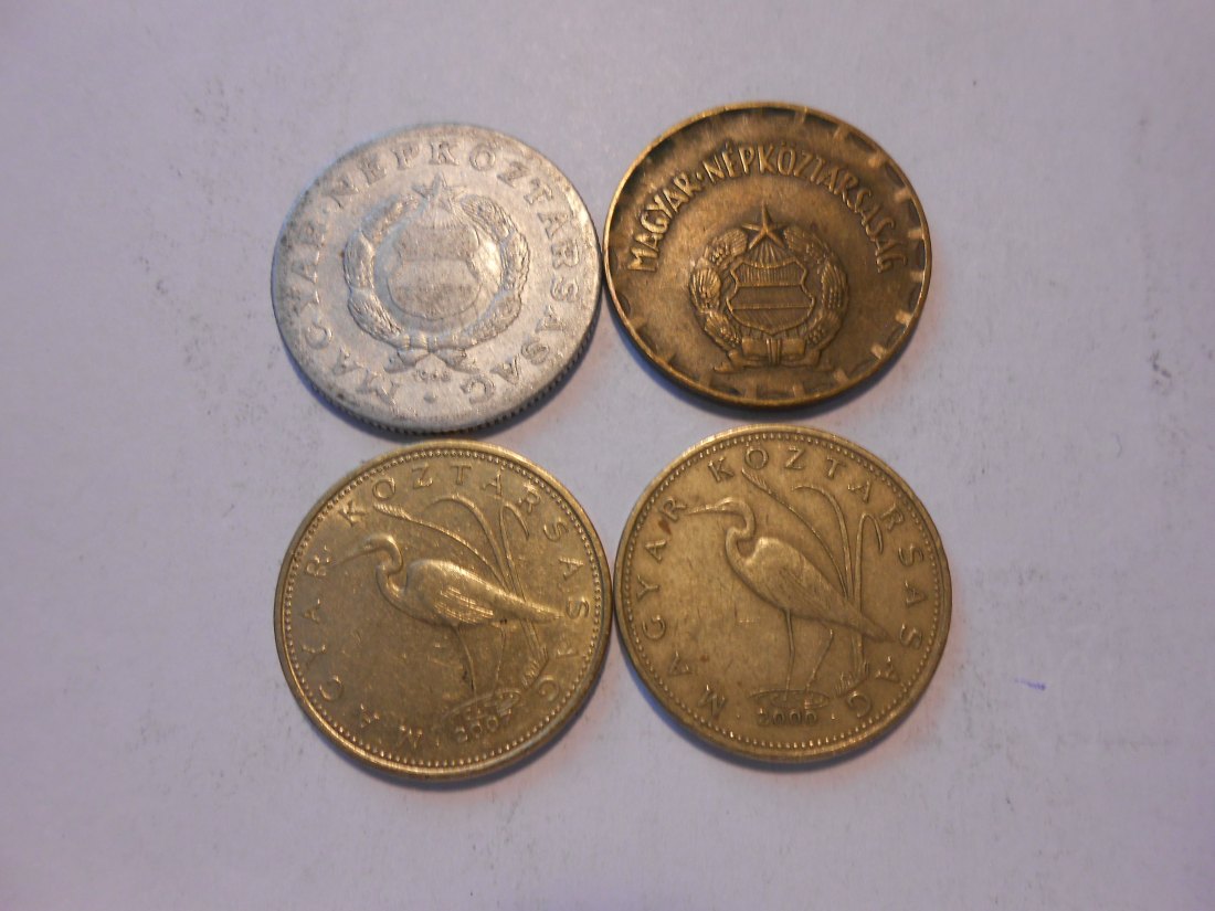  hn49 /Ungarn, 4er Lot, 1 Forint 1968, 2 Forint 1970 und 5 Forint 2000 + 2007   