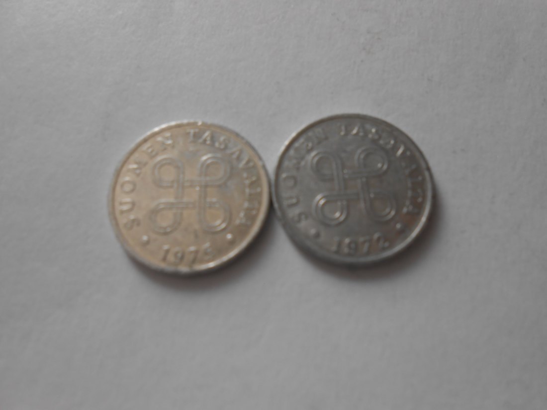  hn63 /Finnland, 2er Lot, 1 Penni 1972 1975 (KM# 44a)   