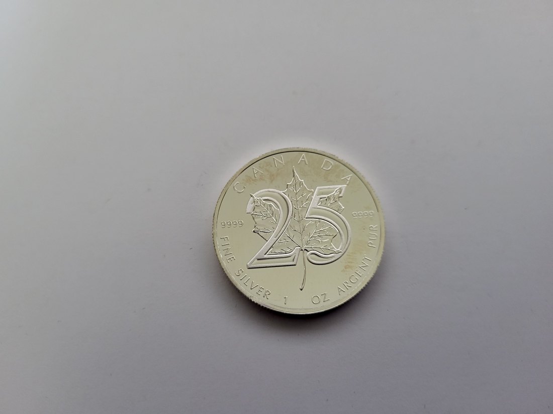  5 Dollars 2013 Maple Leaf zum 25 jährigen 1 Oz Unze Silbermünze 9999 Kanada Spittalgold9800 (5455   