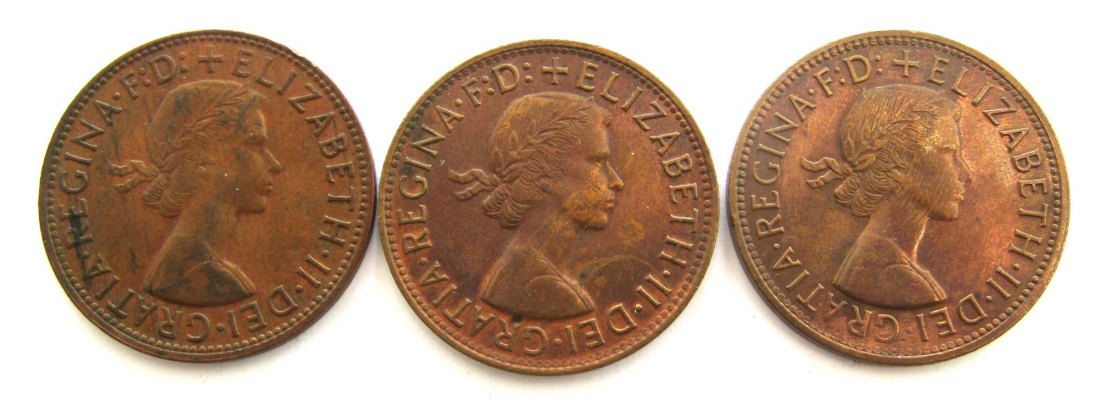  Australien: Elisabeth II., Lot von 3 x 1 Penny 1961, 1962 & 1963   