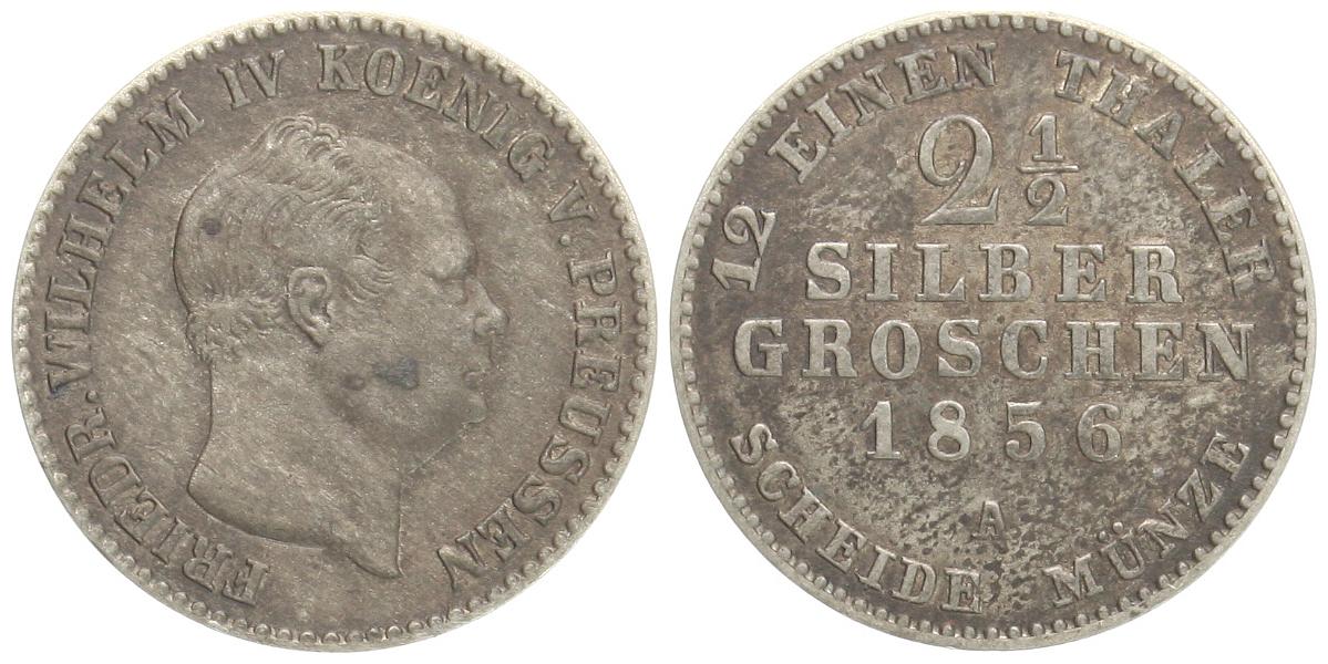  Preussen: Friedrich Wilhelm IV., 1840 - 1861, 2,5 Silbergroschen 1856 A Silber   