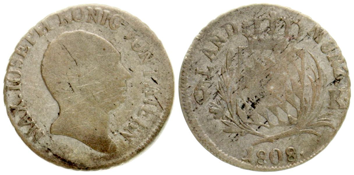  Bayern: Maximilian I. Josef, 6 Kreuzer 1808   