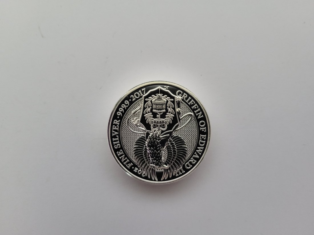  5 Pounds 2017  Griffin of Edward 2 OZ Silberunze 9999 Großbritannien Spittalgold9800 (5187   