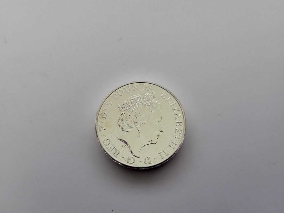  5 Pounds 2017  Griffin of Edward 2 OZ Silberunze 9999 Großbritannien Spittalgold9800 (5187   