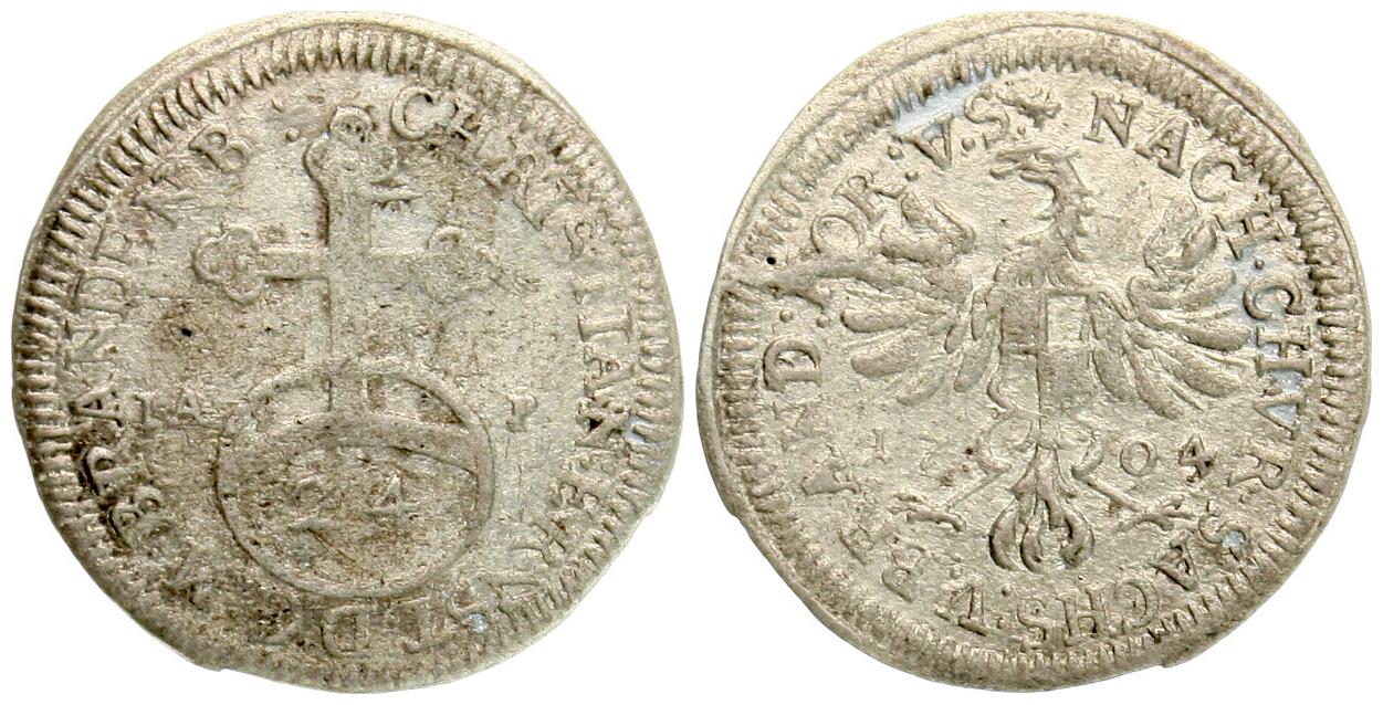  Brandenburg Bayreuth: Christian Ernst, 1655-1712, 1/24 Taler 1704  s-ss   