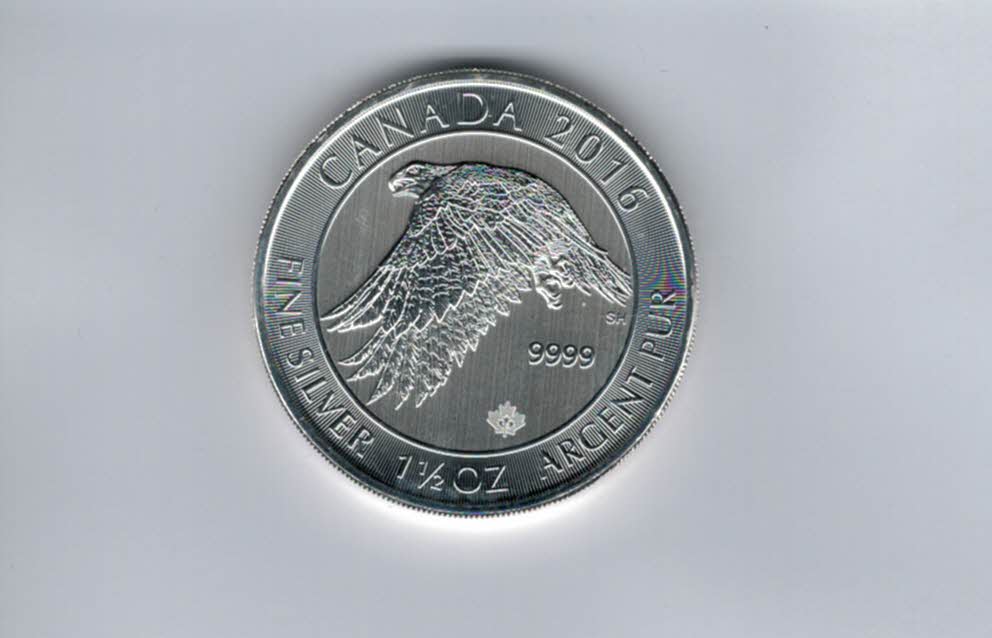  8 Dollars 2016 Schneefalke 1 1/2 Oz Unze Silbermünze 9999 Canada Kanada Spittalgold9800 (5339   