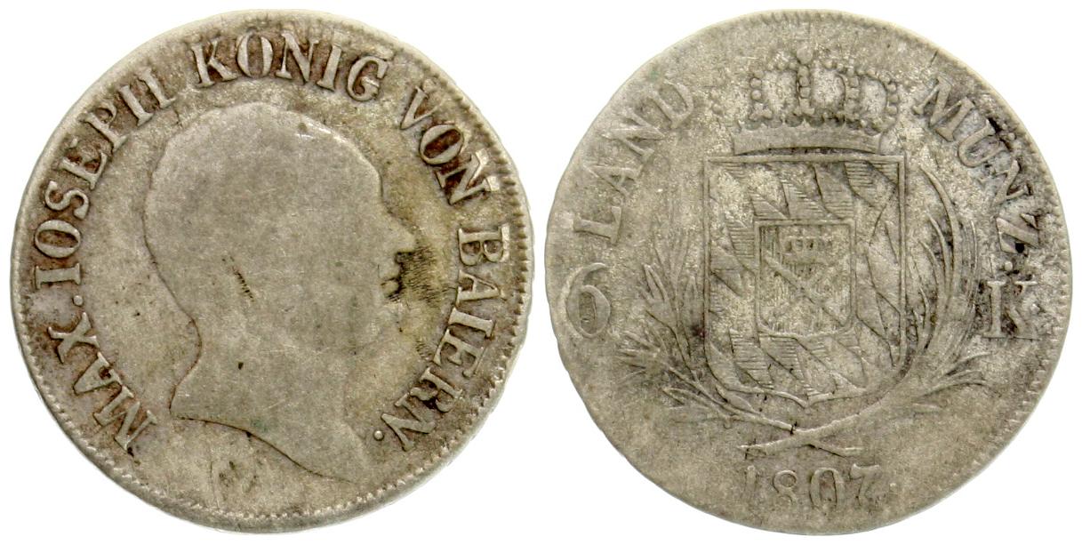  Bayern: Maximilian I. Josef, 6 Kreuzer 1807   