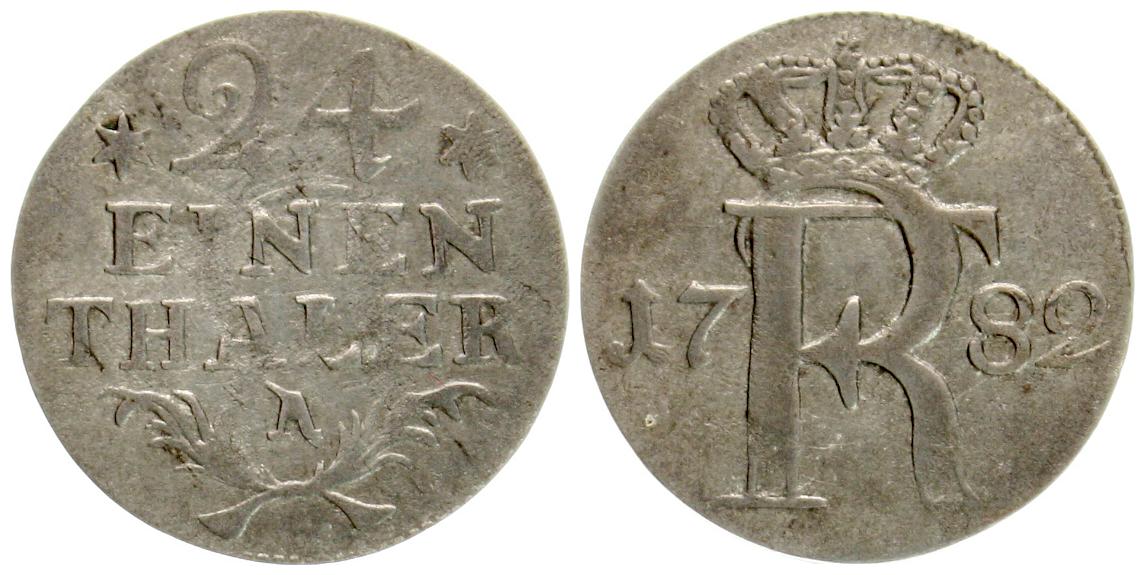  Brandenburg-Preussen: Friedrich der Grosse, 1740-1786,  1/24 Taler 1782 A   