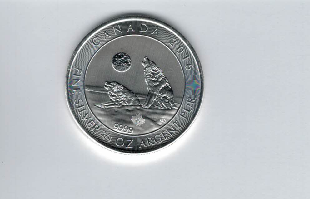  2 Dollars 2016 Wolf 3/4 Oz Unze Silbermünze 9999 Canada Kanada Spittalgold9800 (5111   