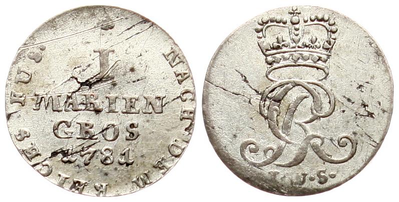  Braunschweig-Calenberg-Hannover Georg III., 1760-1820, Mariengroschen 1781, IWS (Clausthal)  SELTEN   