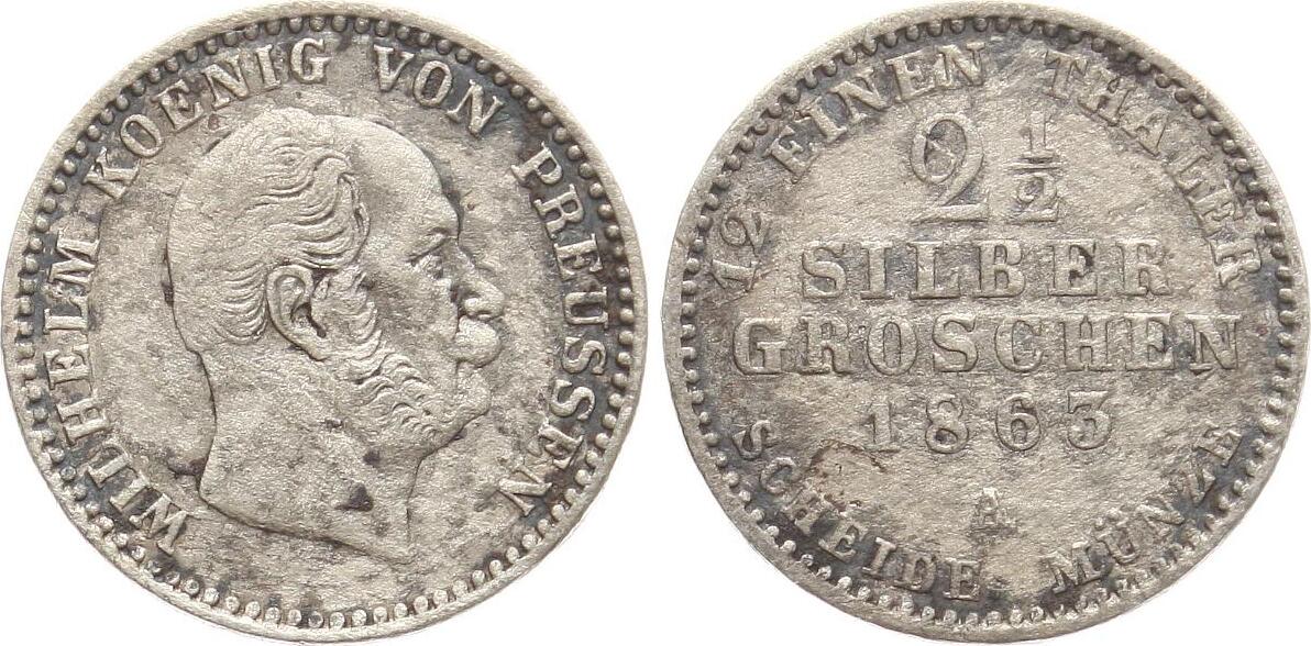  Preussen: Wilhelm I., 1861 - 1888, Königreich, 2,5 Silbergroschen 1863 A   