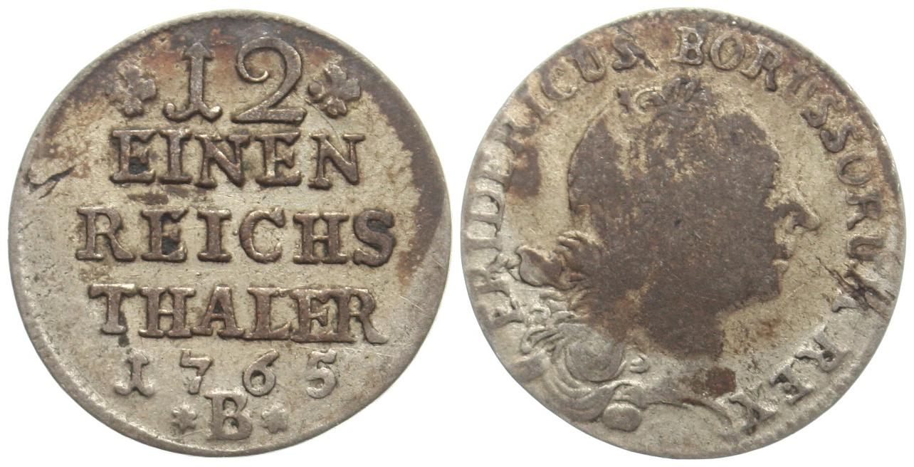  Brandenburg-Preussen: Friedrich der Grosse, 1740-1786,  1/24 Taler 1765 B   