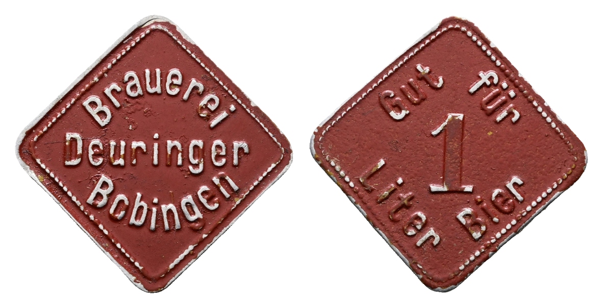  Bayern; Bobingen Brauerei Deuringer; Gut für 1 Liter Bier; Menzel 2988   