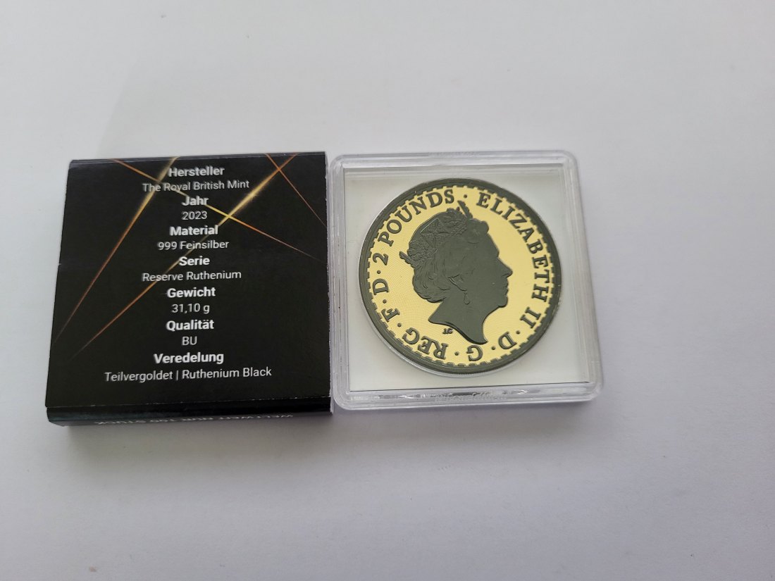  2 Pounds 2023 Britannia 1 Oz Unze Reverse Ruthenium Edition Großbritannien Spittalgold9800 (4686   