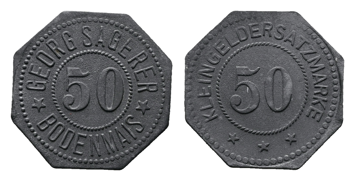  Bayern; Bodenmais Georg Sagerer WZ: 50; Kleingeldersatzmarke WZ 50; Menzel 3094.3   