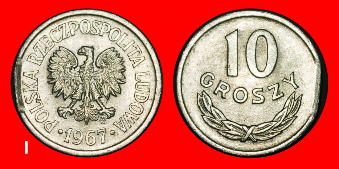 Ⰺ SOCIALIST STARS ON EAGLE (1961-1985): POLAND★10 GROSZES 1967! TYPE I★ERROR★LOW START ★ NO RESERVE!