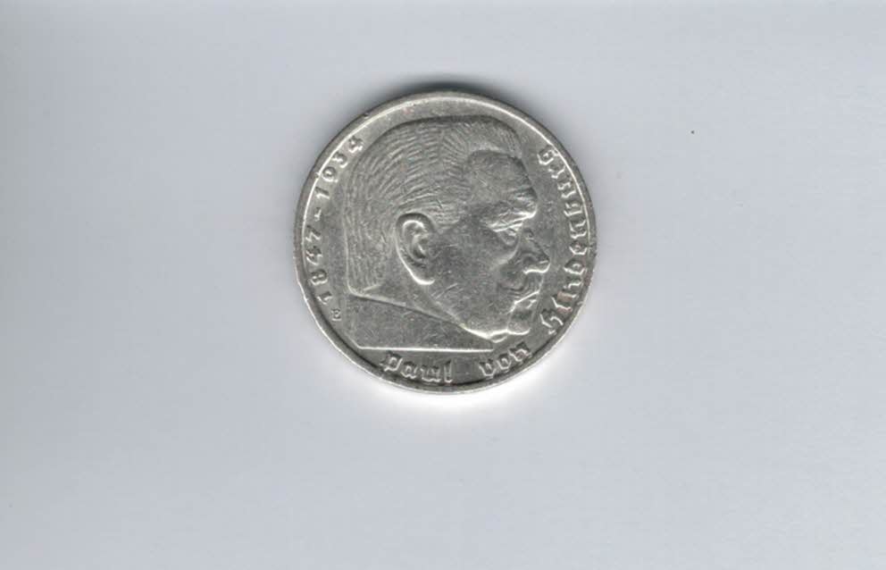  5 Mark 1935 E Paul von Hindenburg Reichsmark silber 12,5g fein Deutschland Spittalgold9800 (4975)   