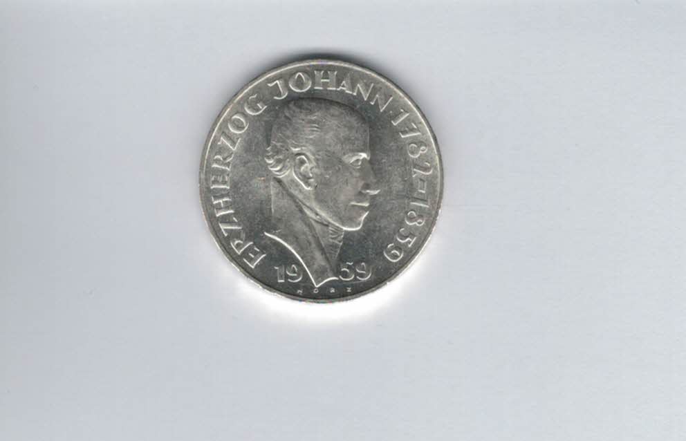  25 Schilling 1959 Erzherzog Johannes silber 10,4g fein Österreich Spittalgold9800 (4588/5)   