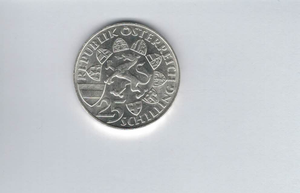  25 Schilling 1959 Erzherzog Johannes silber 10,4g fein Österreich Spittalgold9800 (4588/5)   