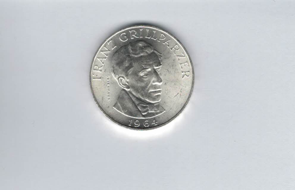  25 Schilling 1964 Franz Grillparzer silber Gedenkmünze Österreich Spittalgold9800 (04588/10)   