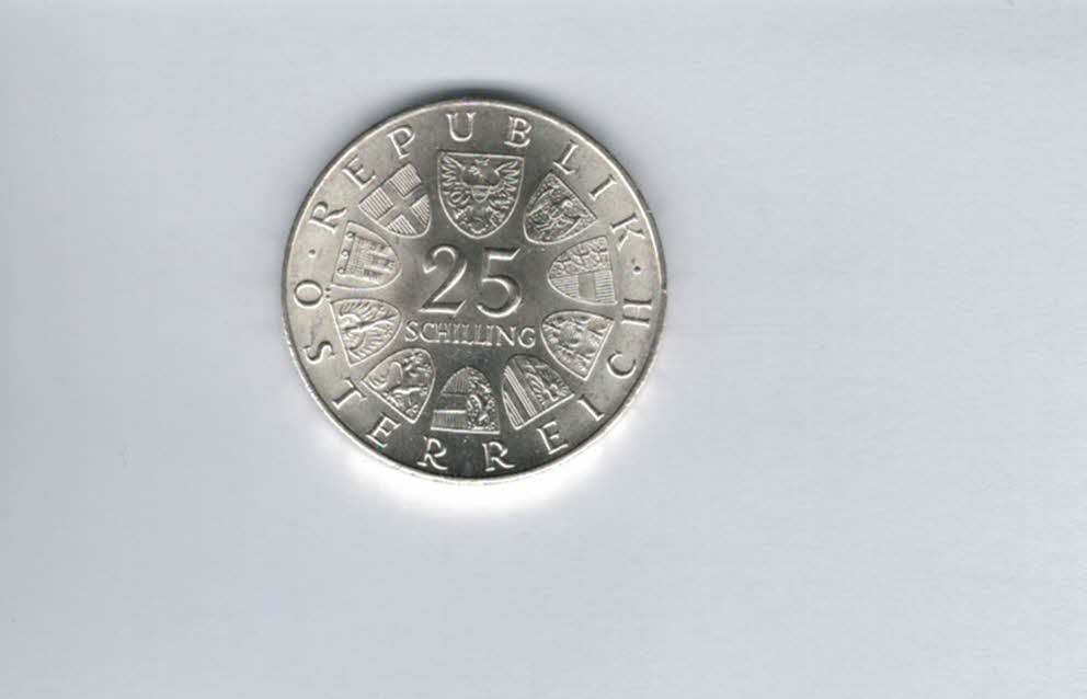  25 Schilling 1964 Franz Grillparzer silber Gedenkmünze Österreich Spittalgold9800 (04588/10)   