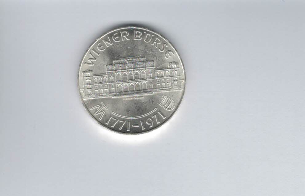  25 Schilling 1971 Wiener Börse 200 Jahre silber 10,4 g fein Österreich Spittalgold9800 (04588/17)   