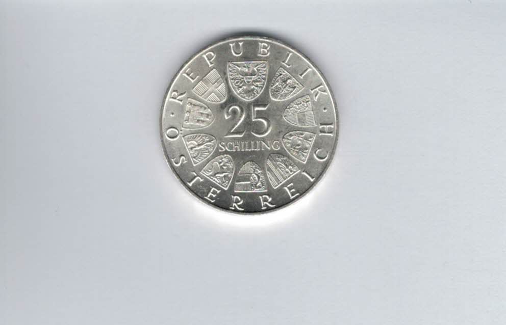  25 Schilling 1971 Wiener Börse 200 Jahre silber 10,4 g fein Österreich Spittalgold9800 (04588/17)   