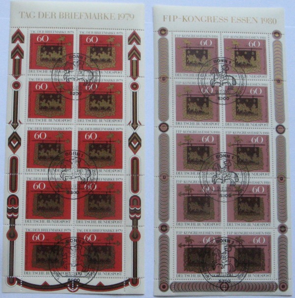  1979-80,BRD,2 Stk.Briefmarkenblätter:Posthauszeichen,Altheim,Saar,1754(deutsche+französische Seite)   