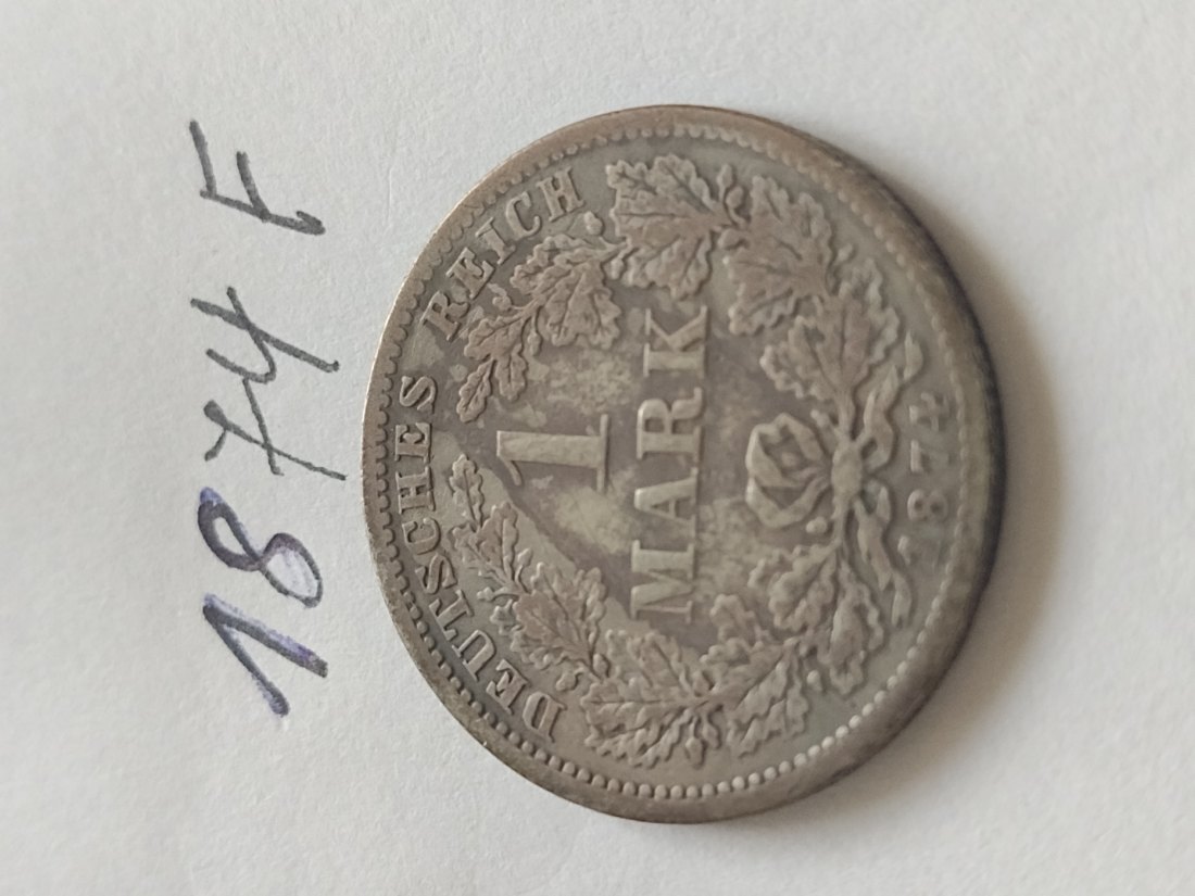  1 Reichsmark 1874 F, lt Fotos   
