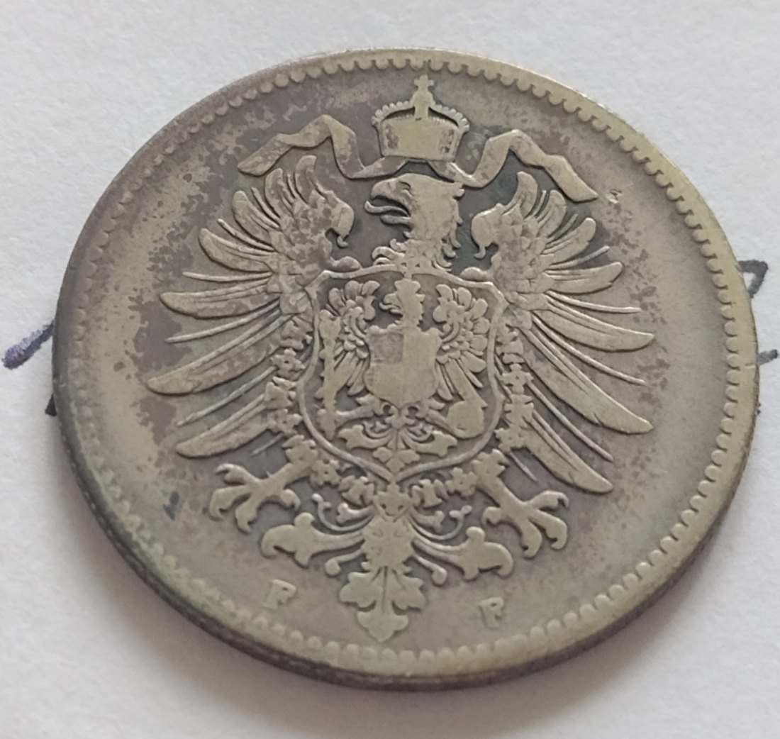  1 Reichsmark 1876 F, Gut geprägt, lt Fotos   