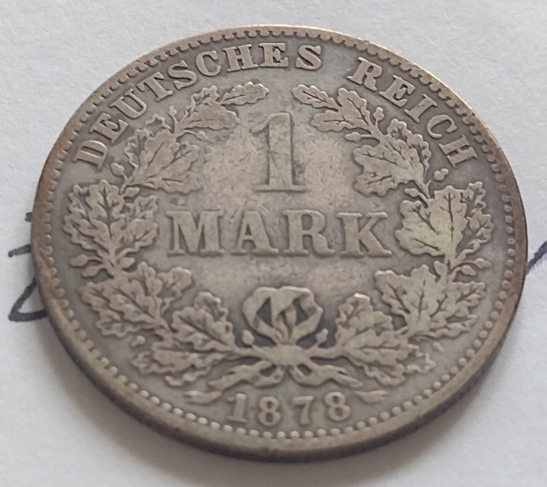  1 Reichsmark 1878 J, gut geprägt,lt Fotos   