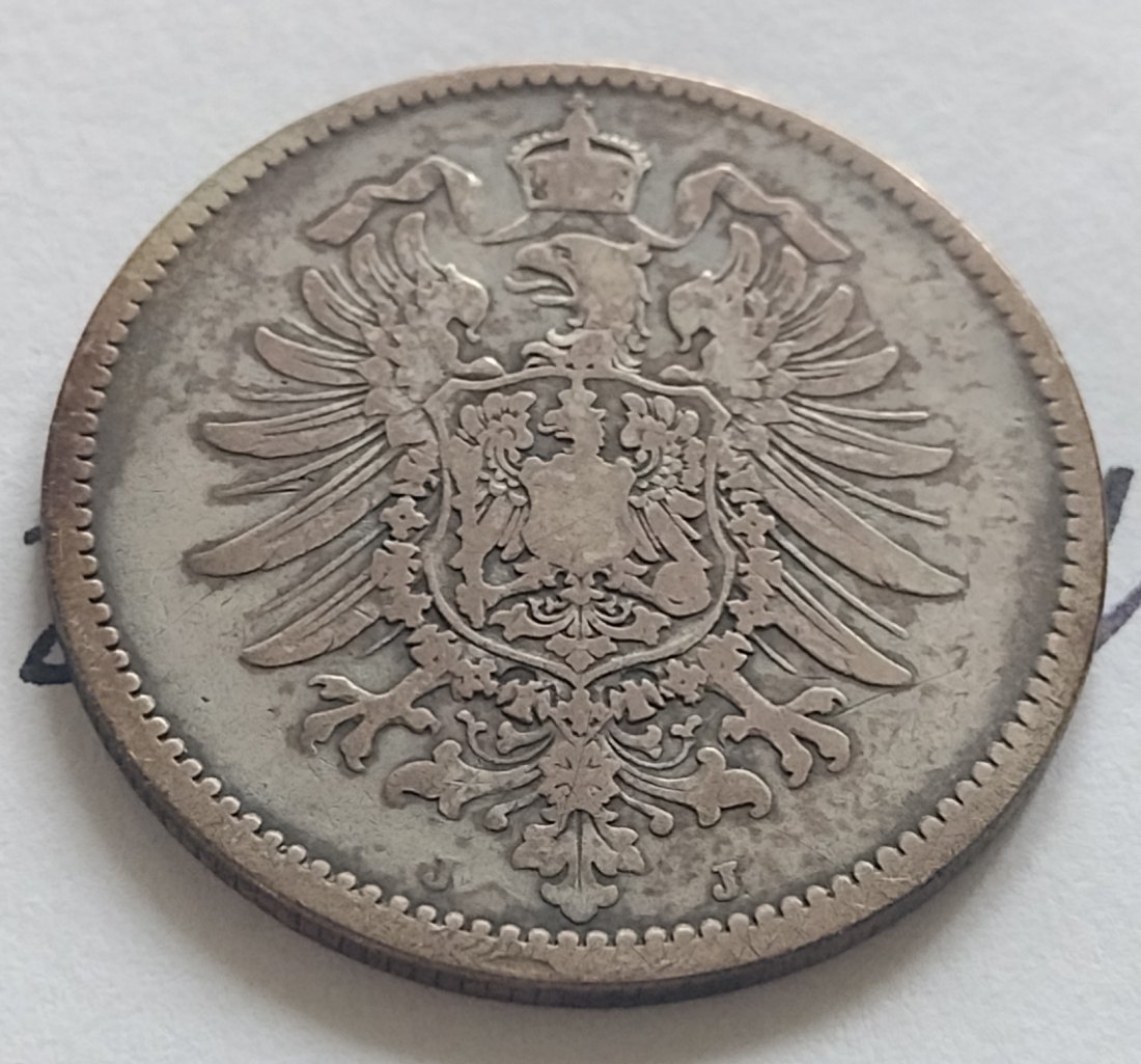  1 Reichsmark 1878 J, gut geprägt,lt Fotos   