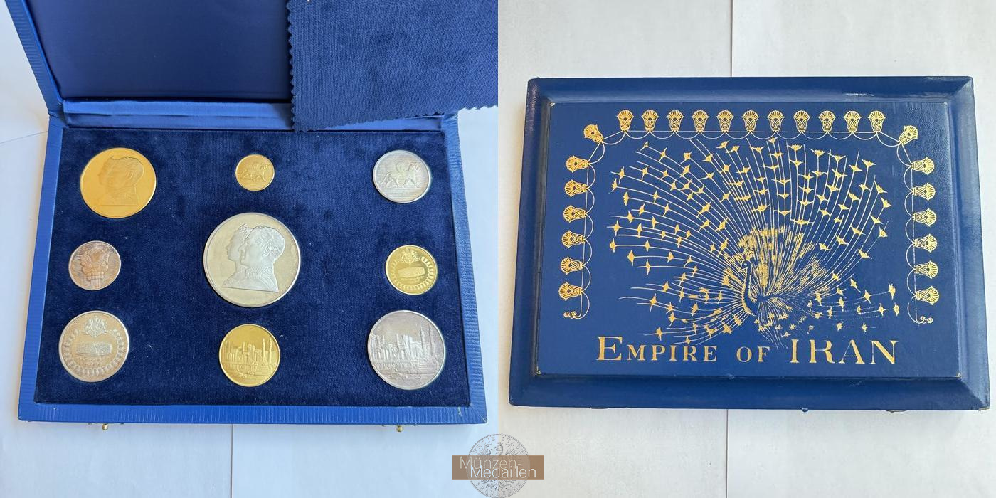  SET: Iran. Empire of Iran 1971 Gold- & Silbermünzen MM-Frankfurt Feingold: 49,83g / Feinsilber: 135g   