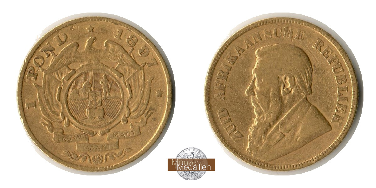  Süd Afrika 1 Pond Kruger Pond 1897 (1892-1900) MM-Frankfurt KM#10 Feingold: 7,253g   
