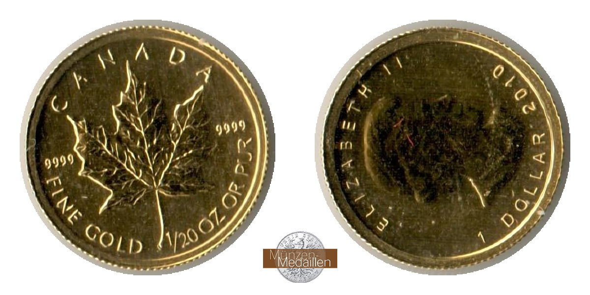 Kanada MM-Frankfurt Feingewicht: 1,55g Gold 1 Dollar (Maple Leaf) 2010 
