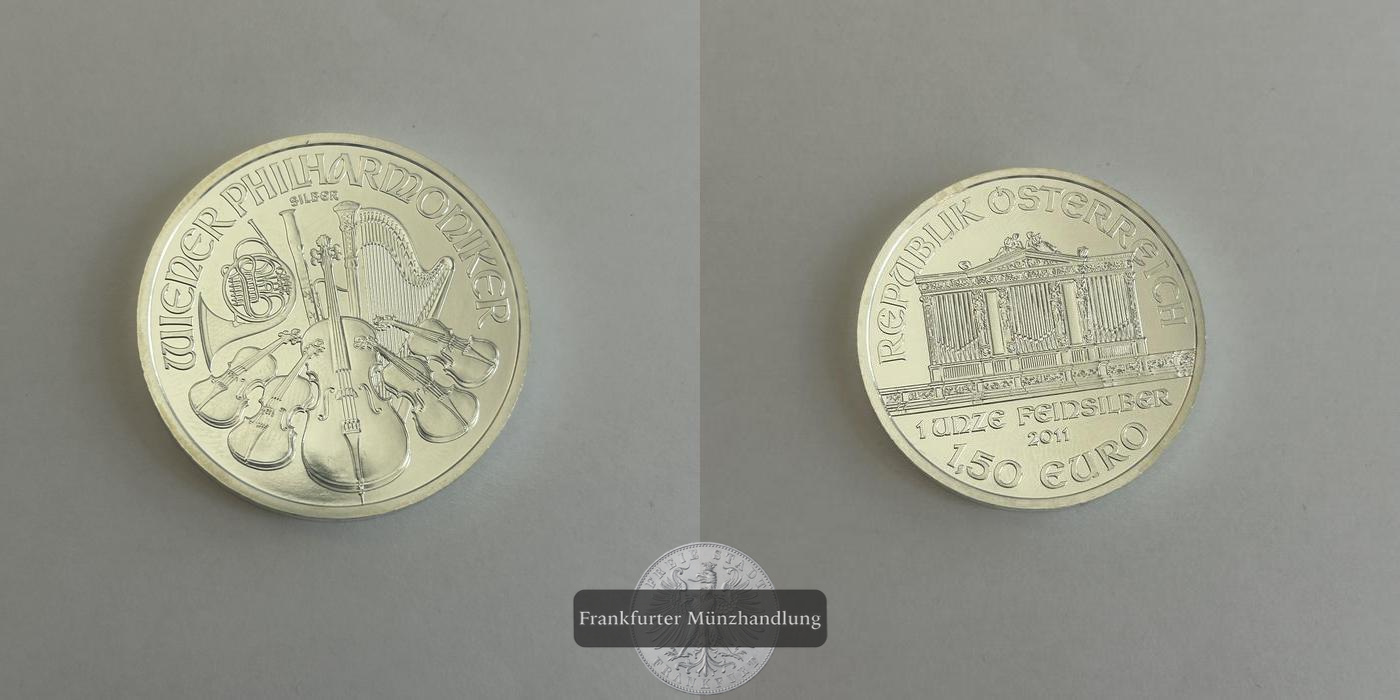  Österreich 1,50 Euro Wiener Philharmoniker 2011 FM-Frankfurt KM#3159 Feinsilber: 31,1g   