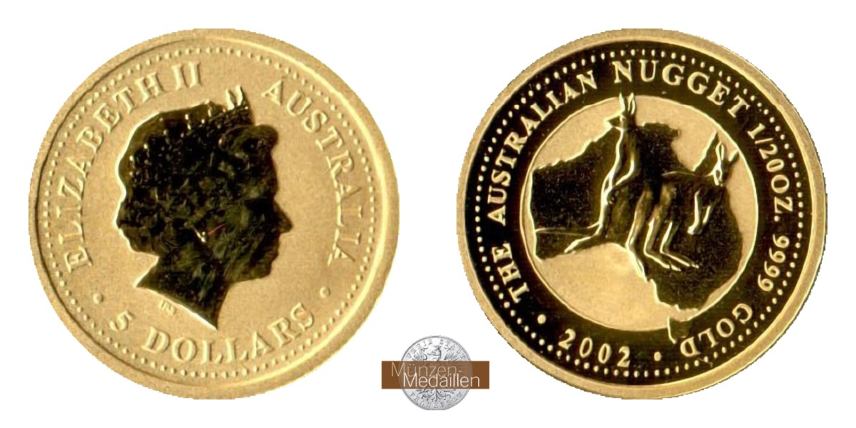 Australien  5 Dollar  2002 MM-Frankfurt Feingold: 1,56g Nugget  