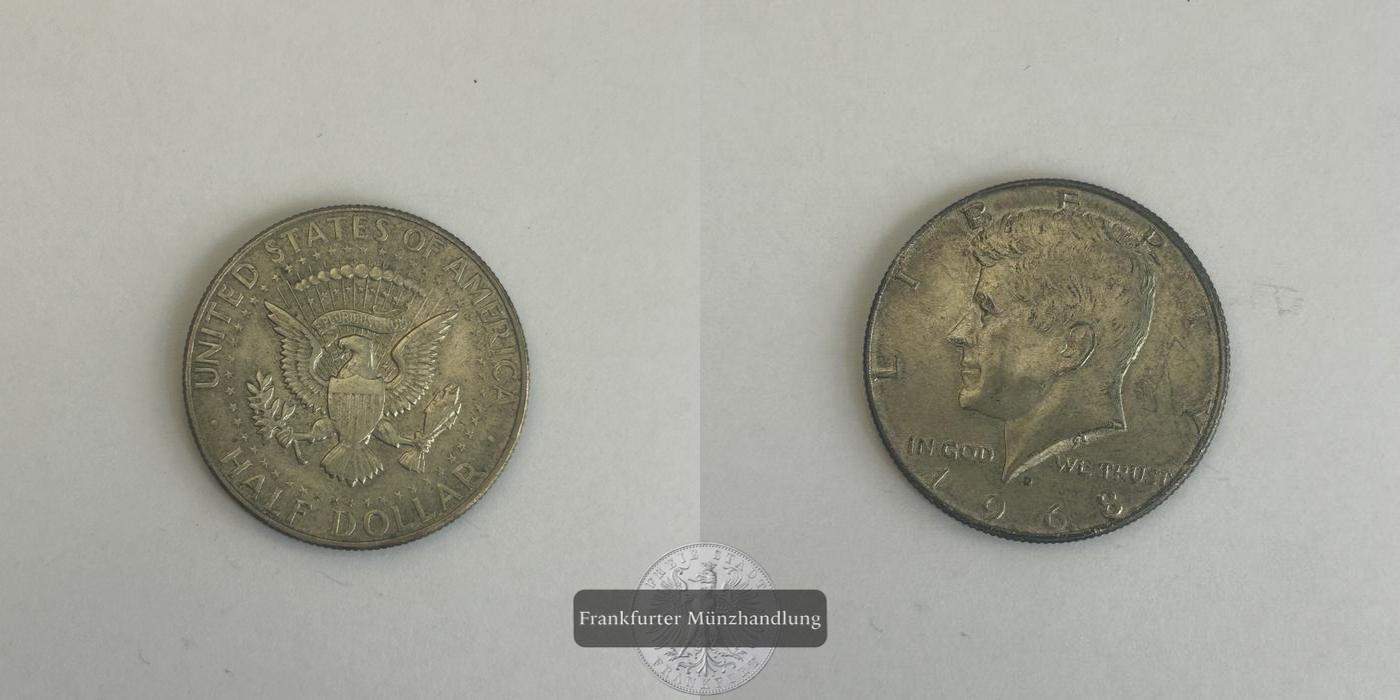  USA 1968 Kennedy Half Dollar D KM#202a FM-Frankfurt Feinsilber: 4,6g   