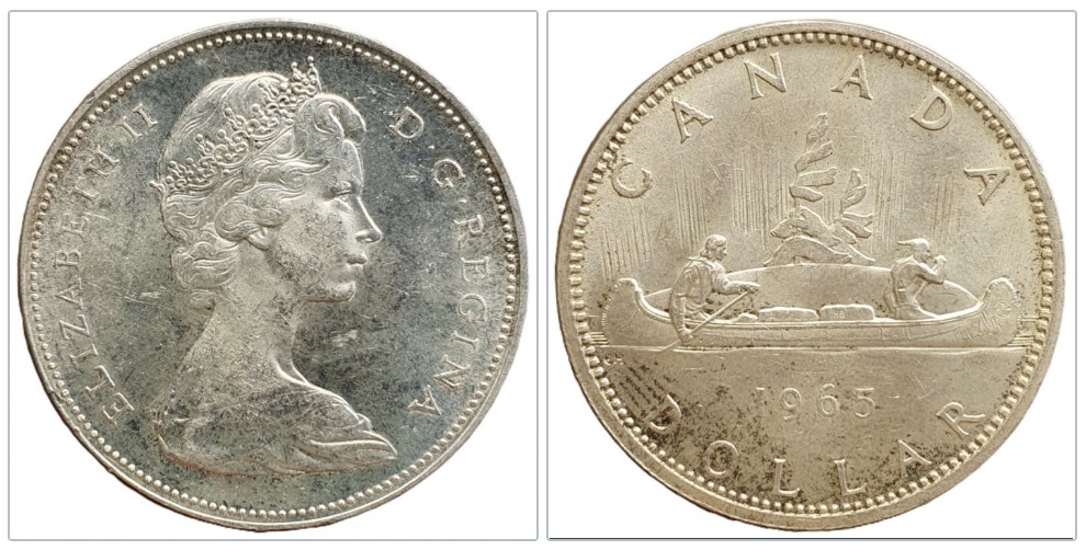  Kanada 1 Dollar, 1965 Silber 18,66g fein   