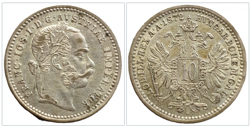  Österreich  10 Kreuzer, 1872 Silber 0,400   