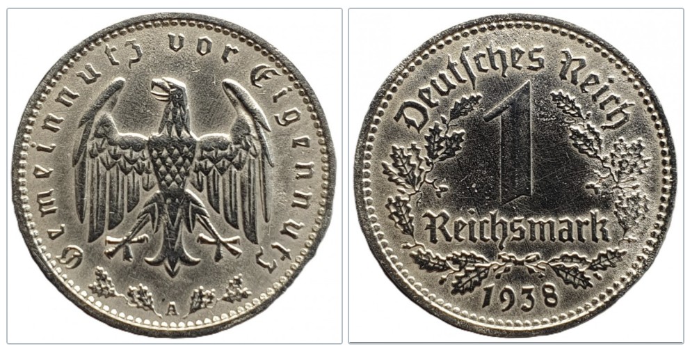  Deutschland - Drittes Reich 1 Reichsmark, 1938   