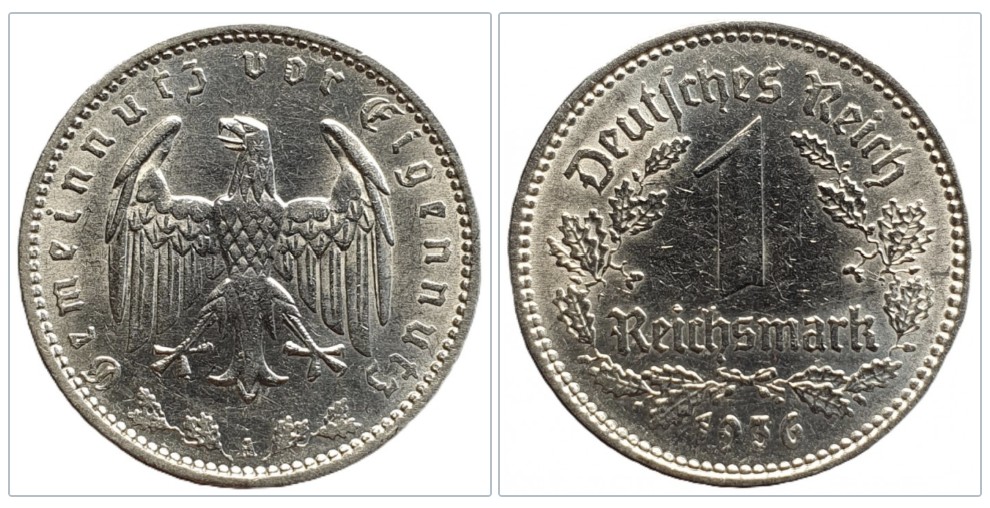  Deutschland - Drittes Reich 1 Reichsmark, 1936   