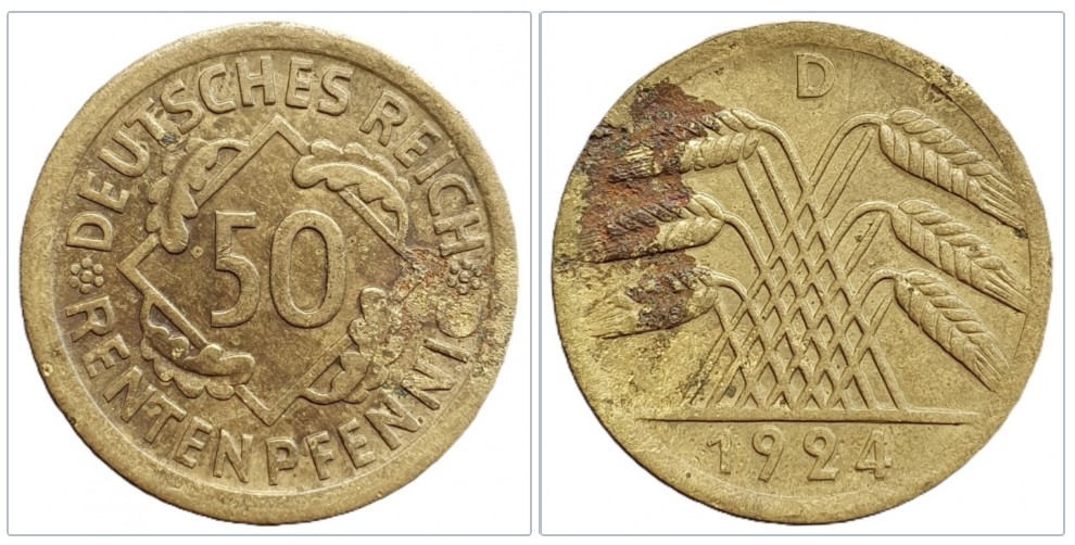  Deutschland 50 Rentenpfennig, 1924   