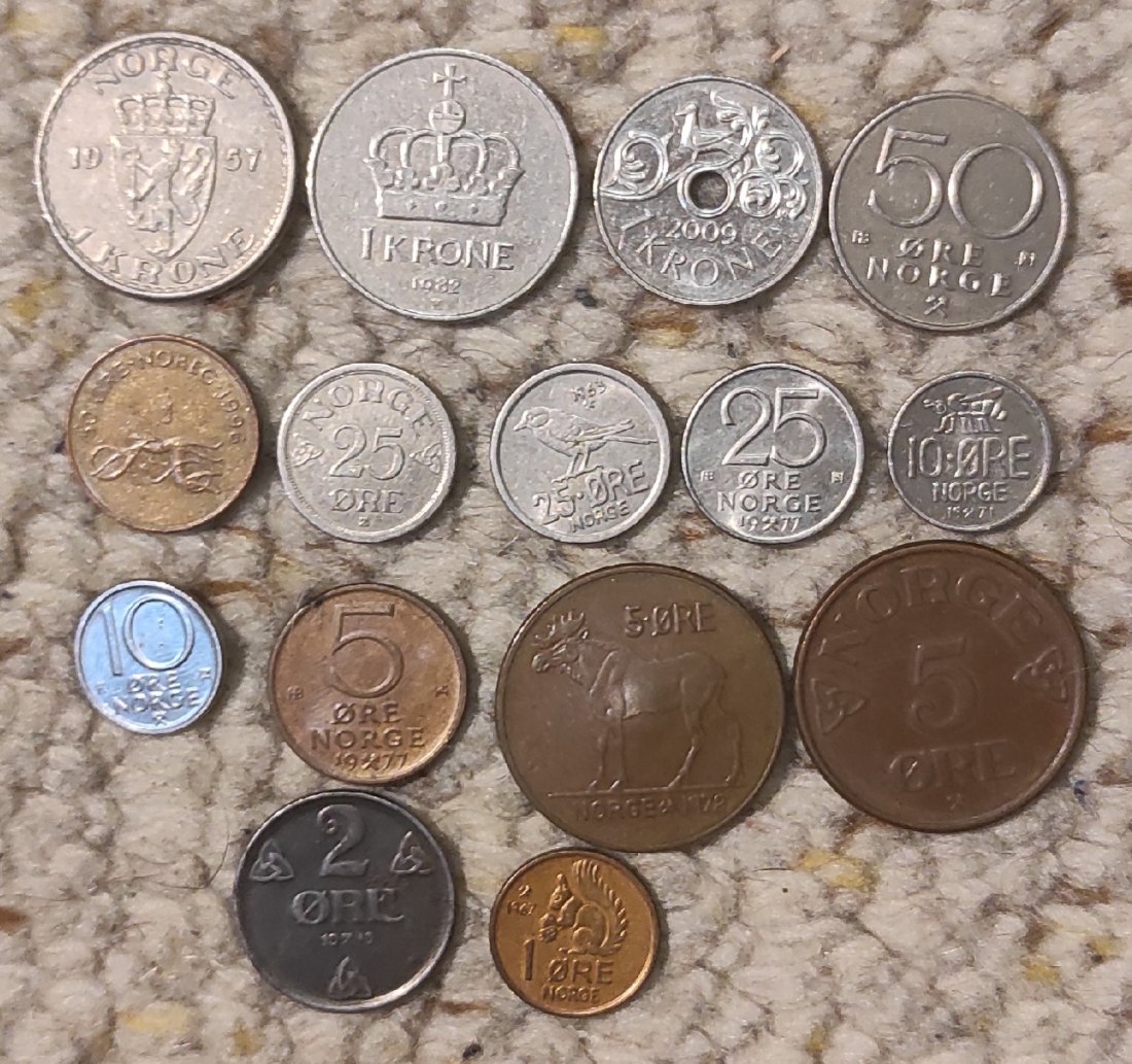  Set 090: Norwegen Münzlot mit 13 verschiedenen Münzen   
