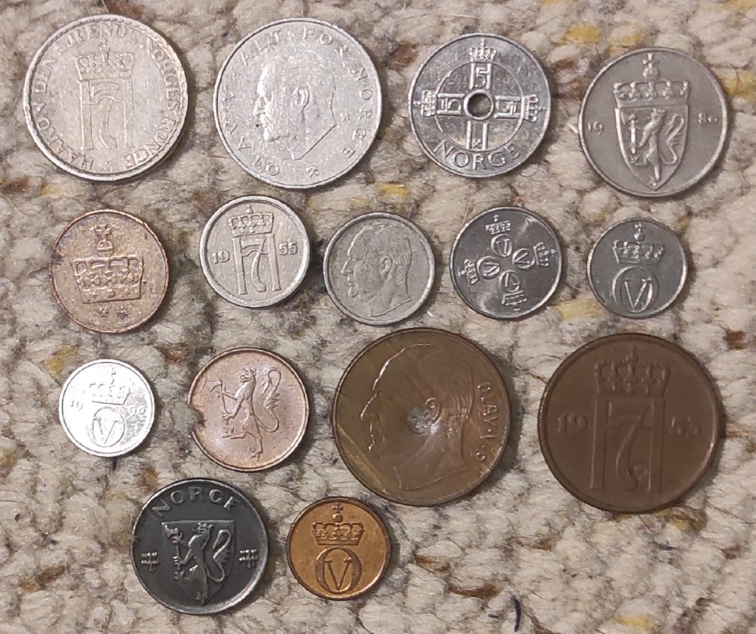  Set 090: Norwegen Münzlot mit 13 verschiedenen Münzen   