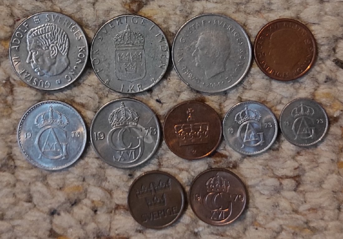  Set 089: Schweden Münzlot mit 11 verschiedenen Münzen   